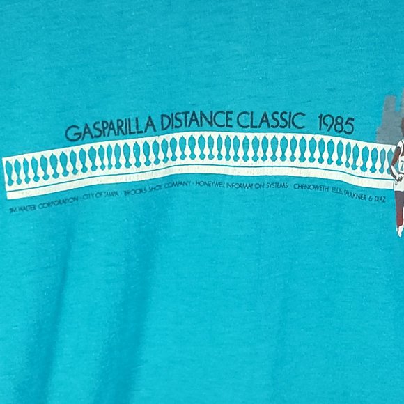 Vtg Gasparilla Distance Classic Tampa Graphic T-Shirt Men's Med Blue Sport T 80s - Picture 3 of 10